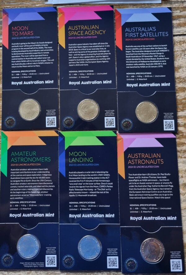 2024 $1 King C Mintmark Australia in Space Out of This World UNC - Six Coins Set - Image 2