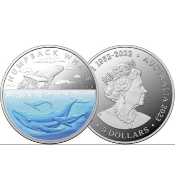 2023 RAM Antarctic Territory Humpback Whale Coloured 1oz Silver Proof Coin - Image 2