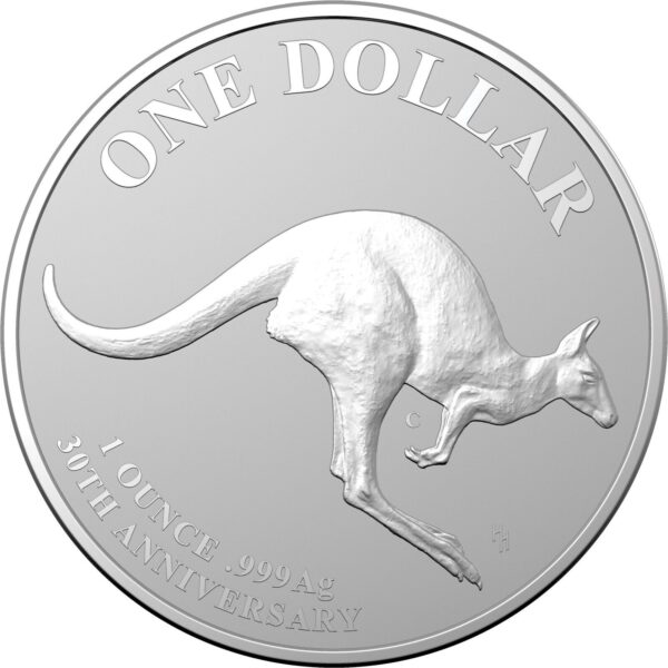 2023 RAM Mob of Thirty $1 1oz Fine Silver 'C' Mintmark Frosted UNC Coin 30th Anniverssary of the Kangaroo - Image 4